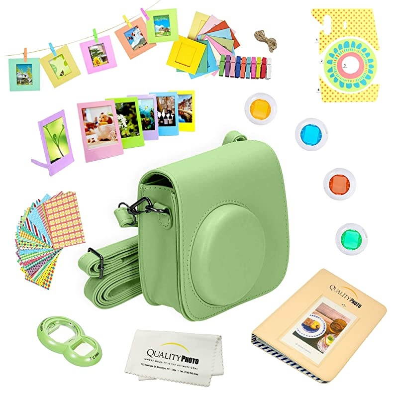 Instax Mini 9 Camera + Fuji INSTAX Instant Film (40 Sheets) + 14 PC Instax Accessories kit Bundle, Includes; Instax Case + Album + Frames & Stickers + Lens Filters + More (Flamingo Pink)