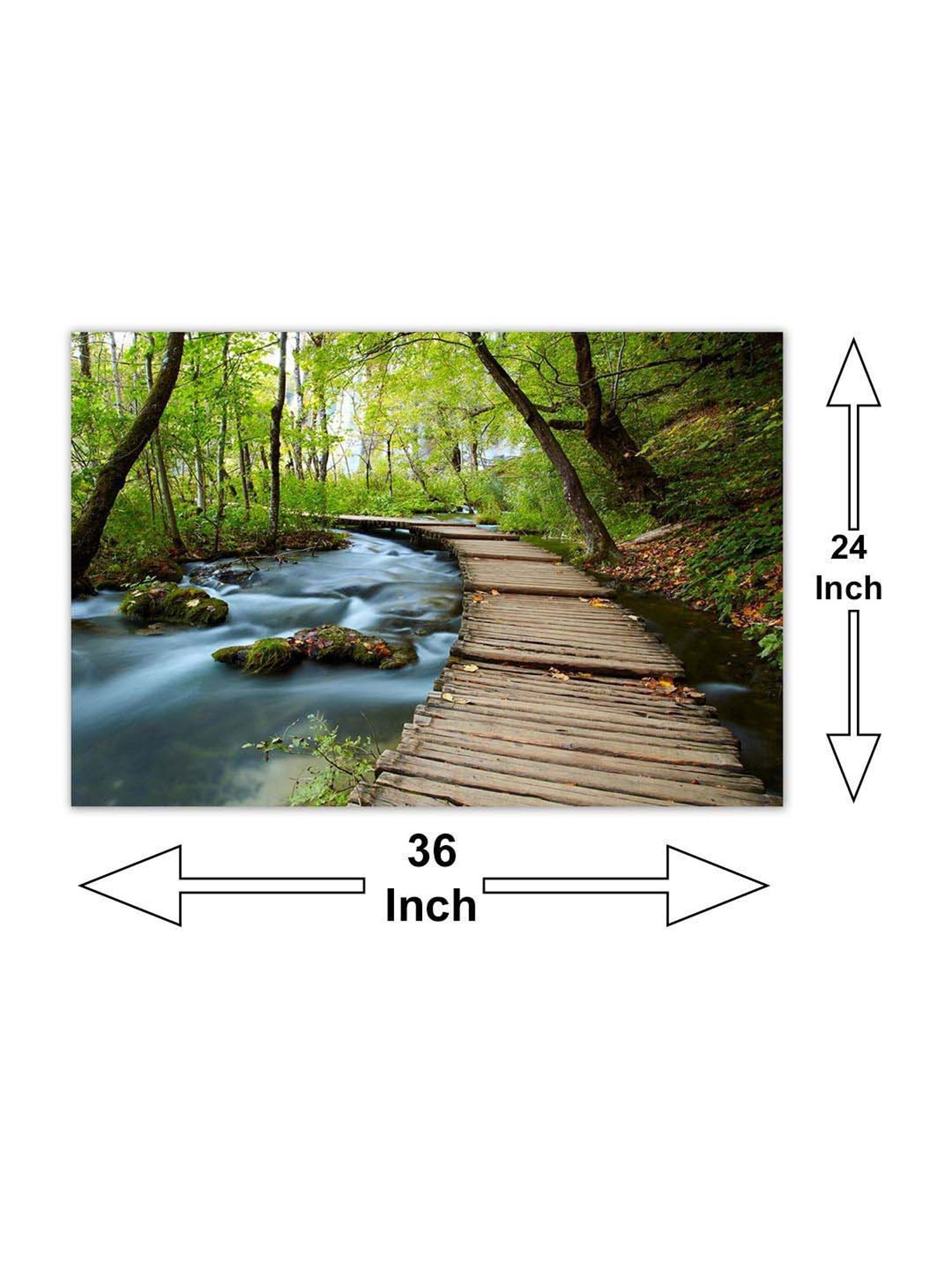 999store Green & Brown Boardwalk In The Park Canvas Painting