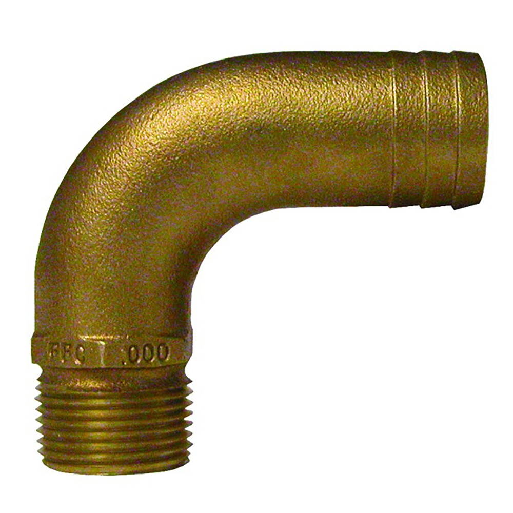 Groco 1-1/2" Npt X 1-3/4" Id Bronze Full Flow 90&deg; Elbow Pipe To Hose Fitting