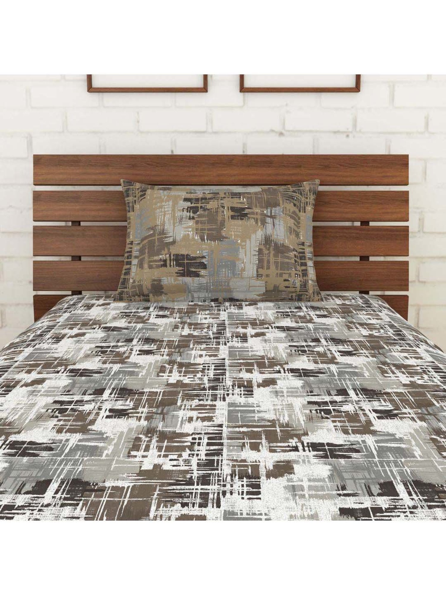 Spaces Atrium Grey Cotton 144 TC Bed Sheet Set