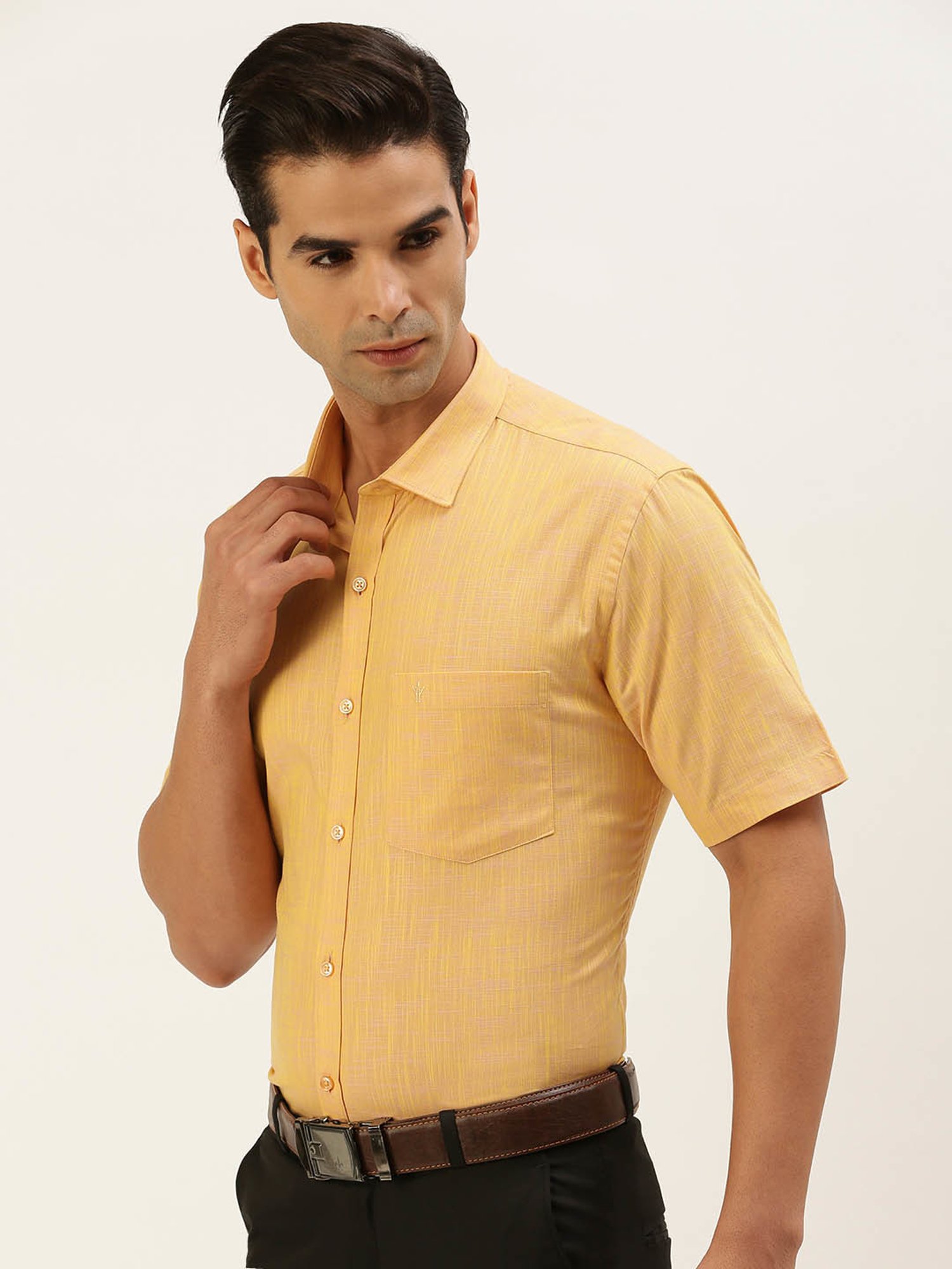 Ramraj Orange Cotton Regular Fit Shirt