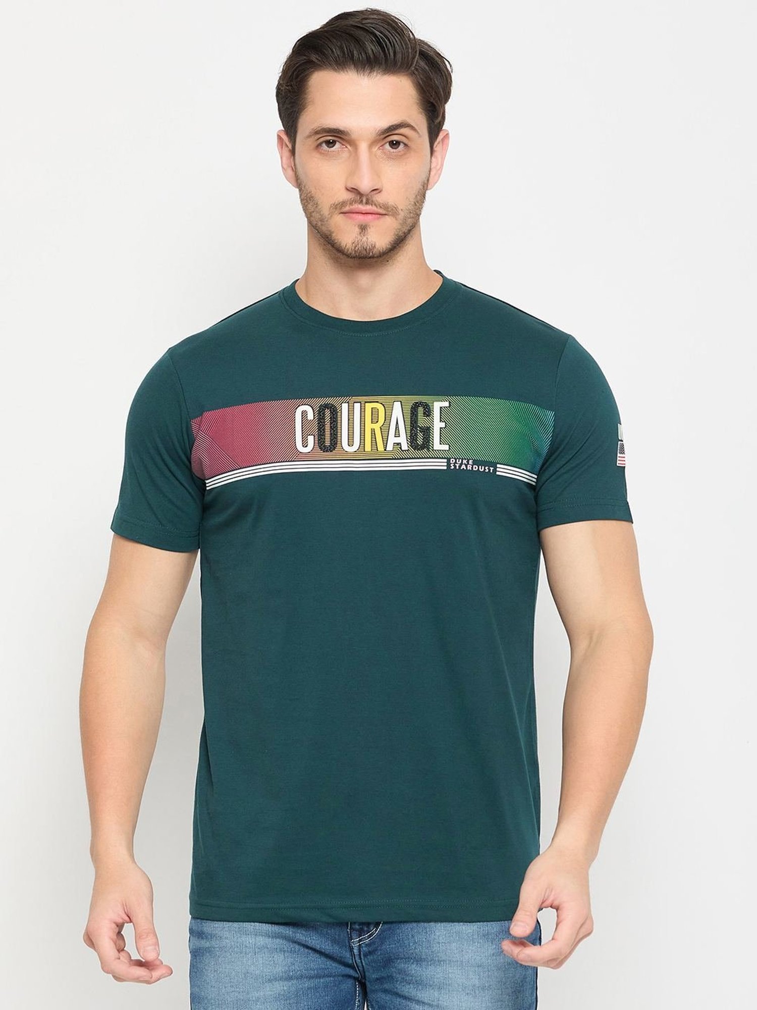 Duke Teal Slim Fit Printed T-Shirt