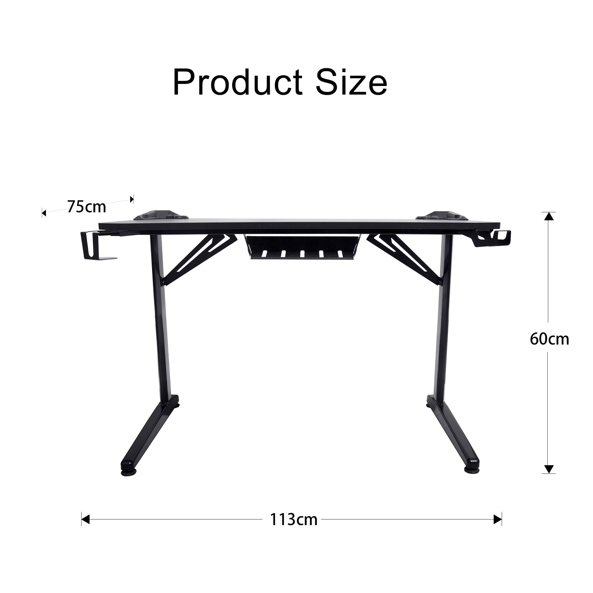 GOICHI Large Gaming Desk 43 Inch Computer Gaming Desk E-Sports Racing Table with with Cup Holder, Headphone Hook for Home Office, Black