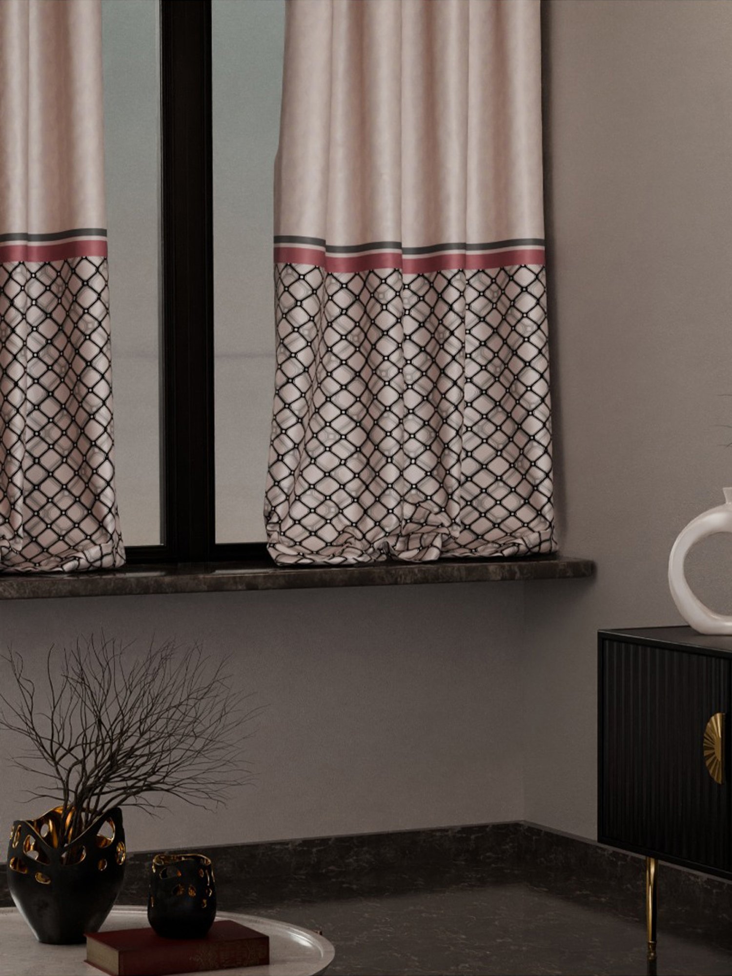 Stoa Paris Versailles Champagne Polyester Window Curtain (5 ft)