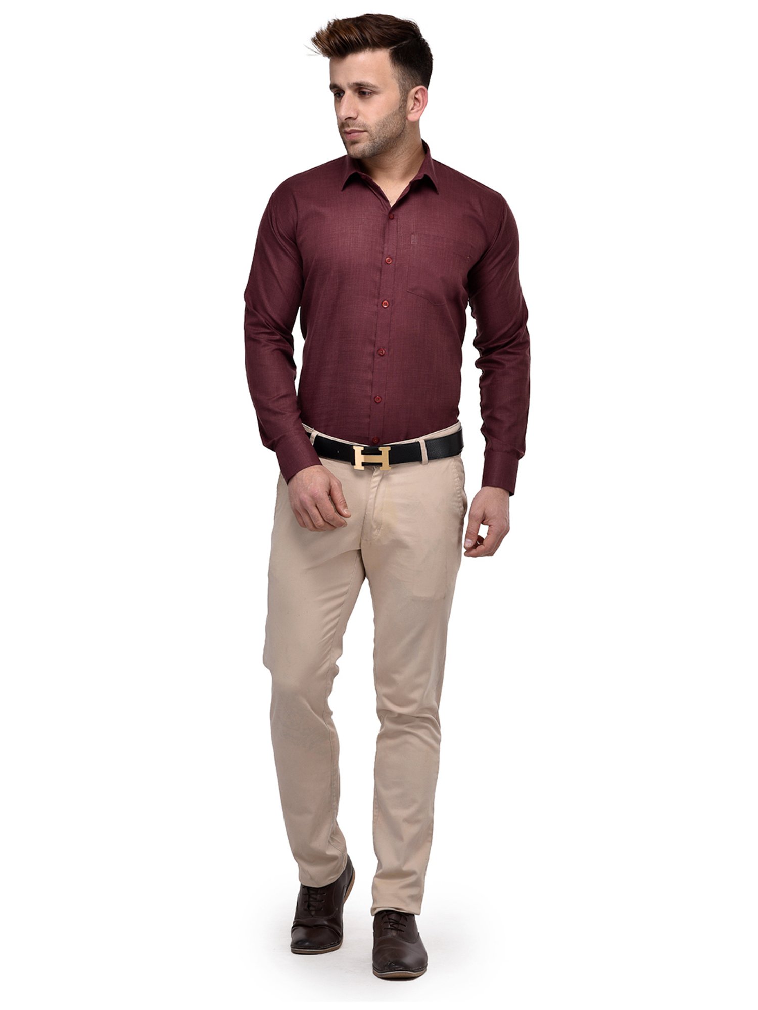 Hangup Plus Maroon Regular Fit Shirt