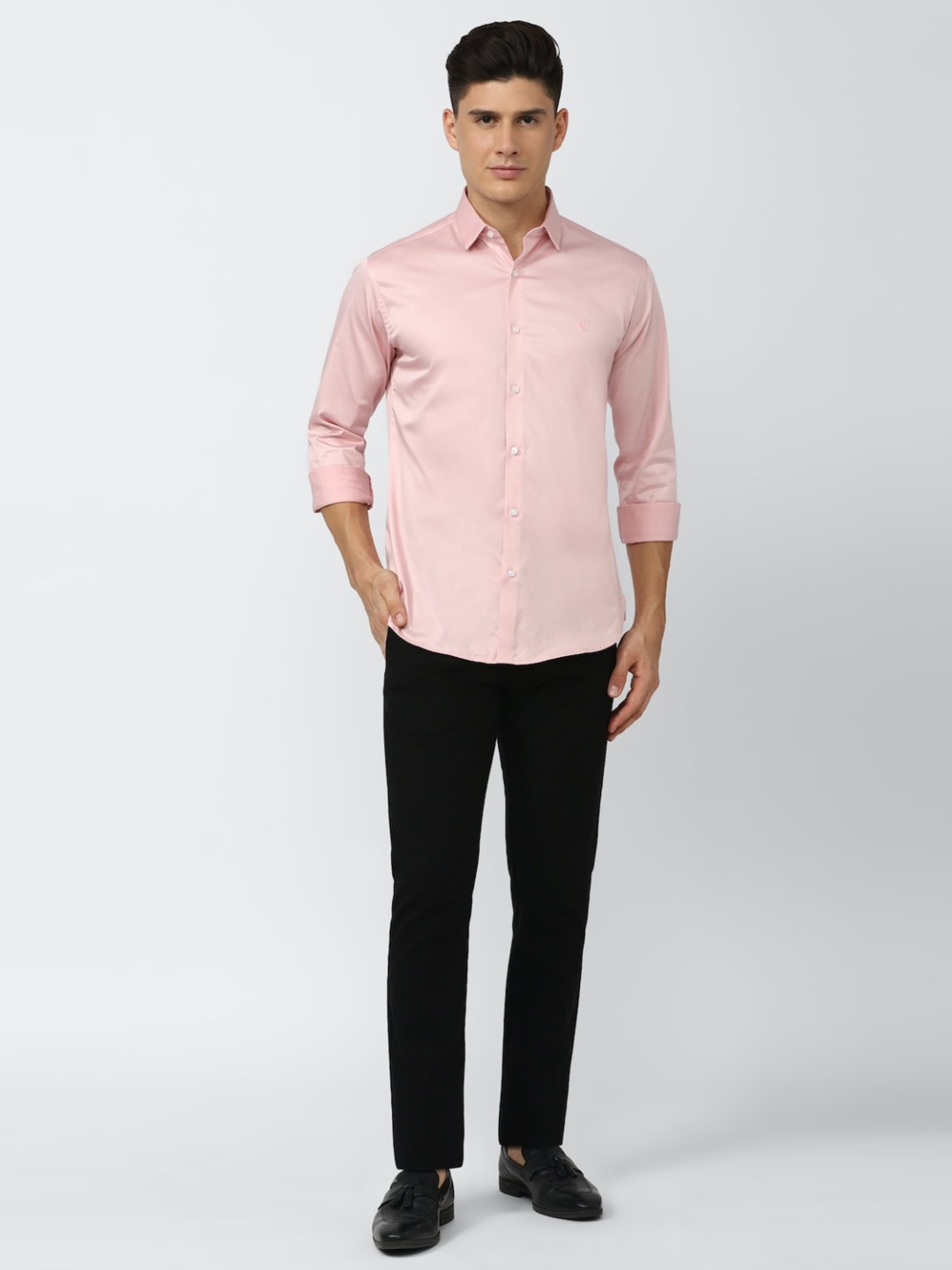 V Dot Pink Slim Fit Shirt