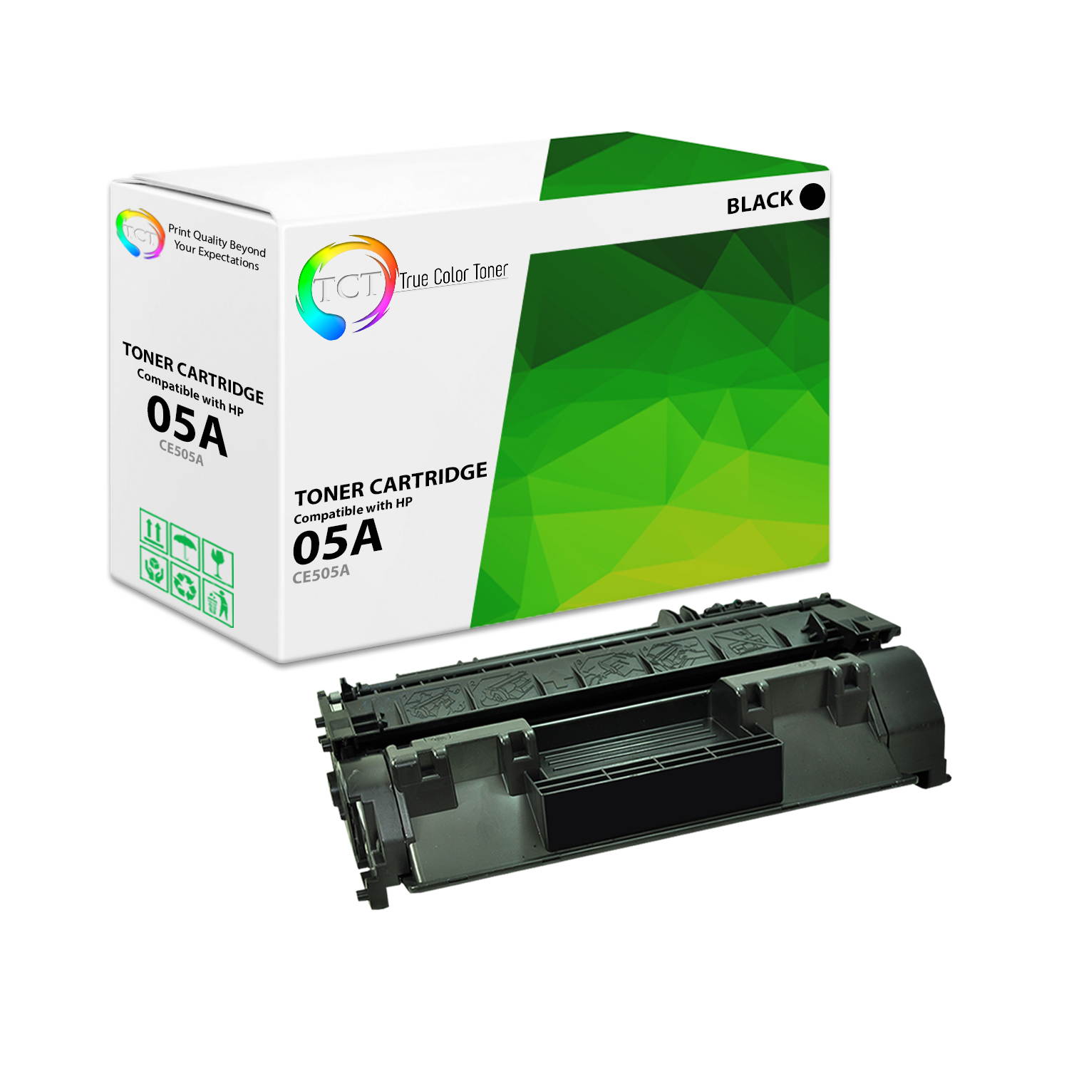 TCT Premium Compatible Toner Cartridge Replacement for HP 05A CE505A Black works with HP LaserJet P2030 P2035 P2035N P2050 P2055D P2055DN P2055X Printers (2,300 Pages) - 2 Pack