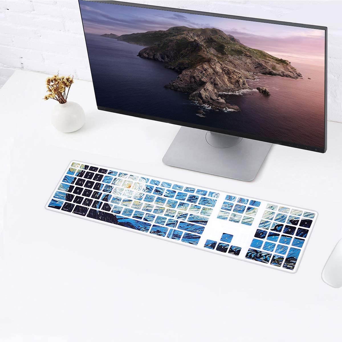 HRH for Apple iMac G6 MB110LL/B and MB110LL/A A1243 Keyboard with Numeric Keypad NumberPad Print with: Starry Night Design Silicone Keyboard Skin Cover [US Layout]