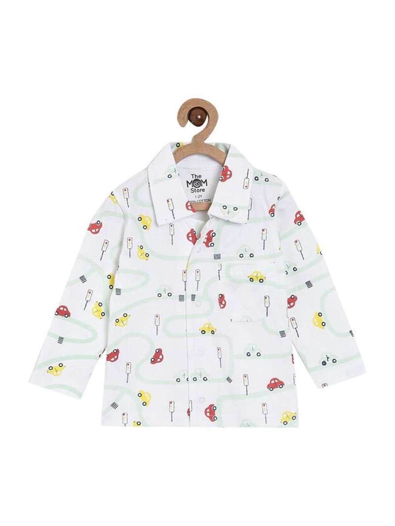 The Mom Store Boys Multicolor Cotton Printed Full Sleeves Shirt Set