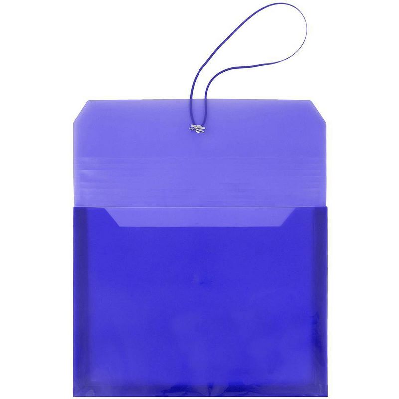 JAM Paper 9 3/4" x 13" Plastic Envelopes Expansion, Elastic Closure, Letter Booklet - Blue