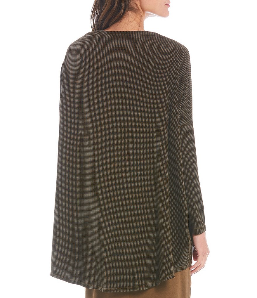 Bryn Walker Dimitri Houndstooth Print French Terry Dolman Long Sleeve Round Neck Tunic