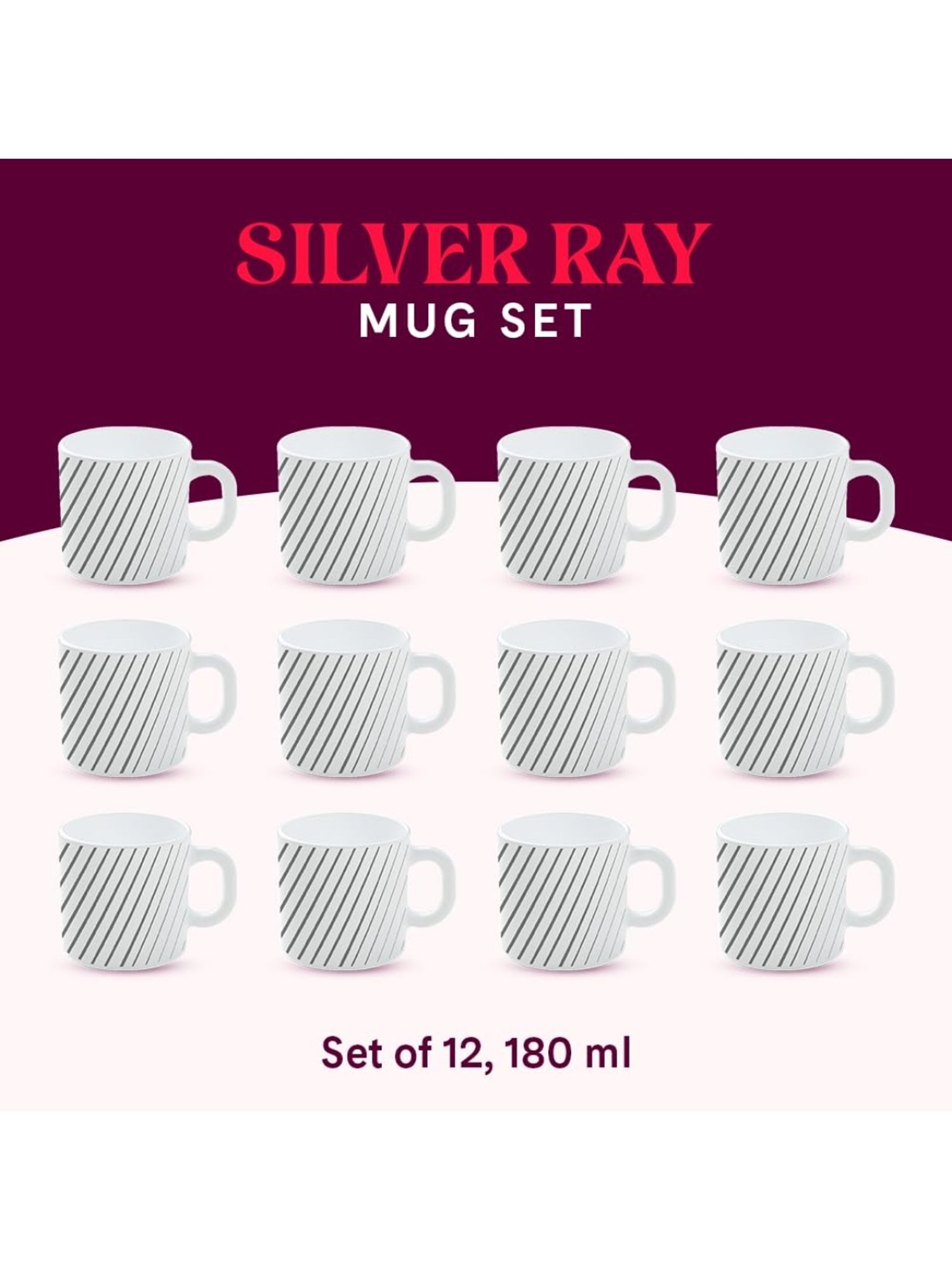 Larah by Borosil Multicolor Ceramic Tea & Coffee Mug - Set of 12 180ml