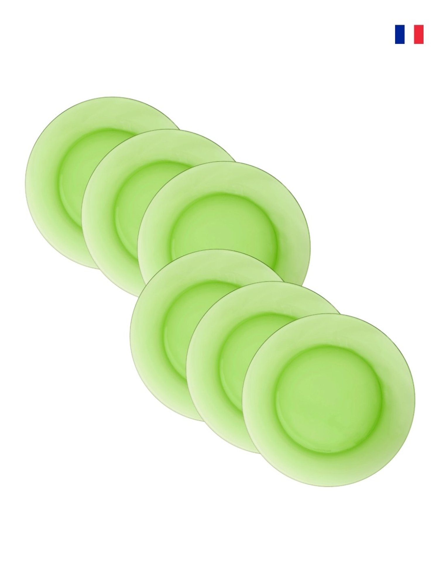 Duralex Solid Green Glass Dinner Plate - Set of 6 (23.5cm)