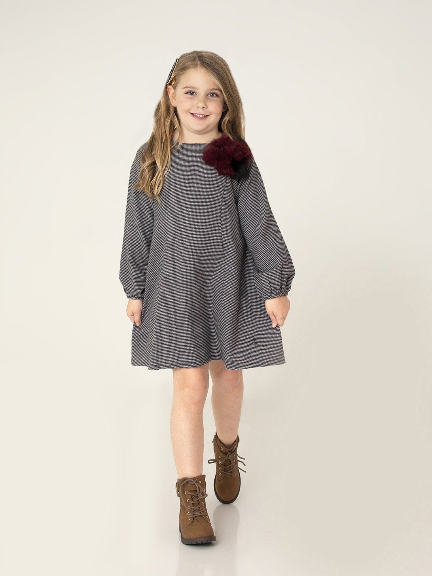 Cherry Crumble By Nitt Hyman Kids Grey Cotton Dress