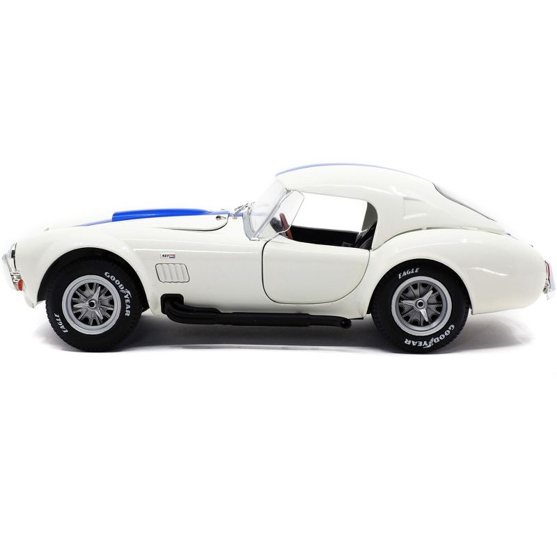 Shelby Cobra 427 S/C Convertible Wimbledon White with Blue Stripes 1/18 Diecast Model Car by Solido