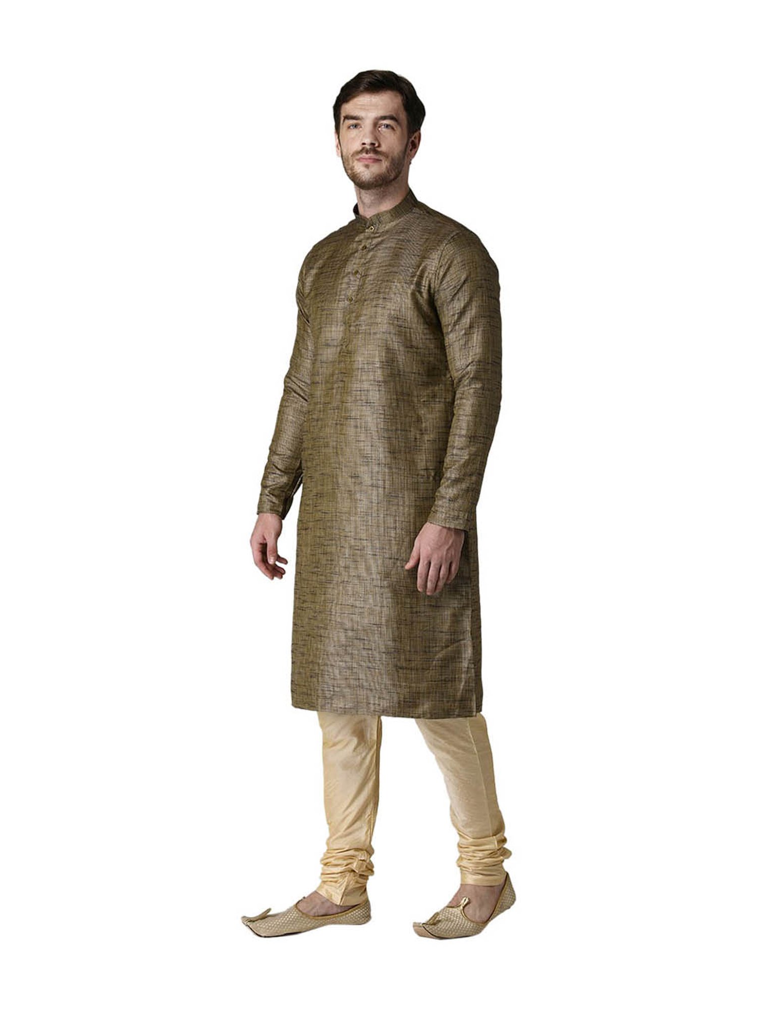 Tabard Black & Beige Solid Regular Fit Kurta & Churidar Set