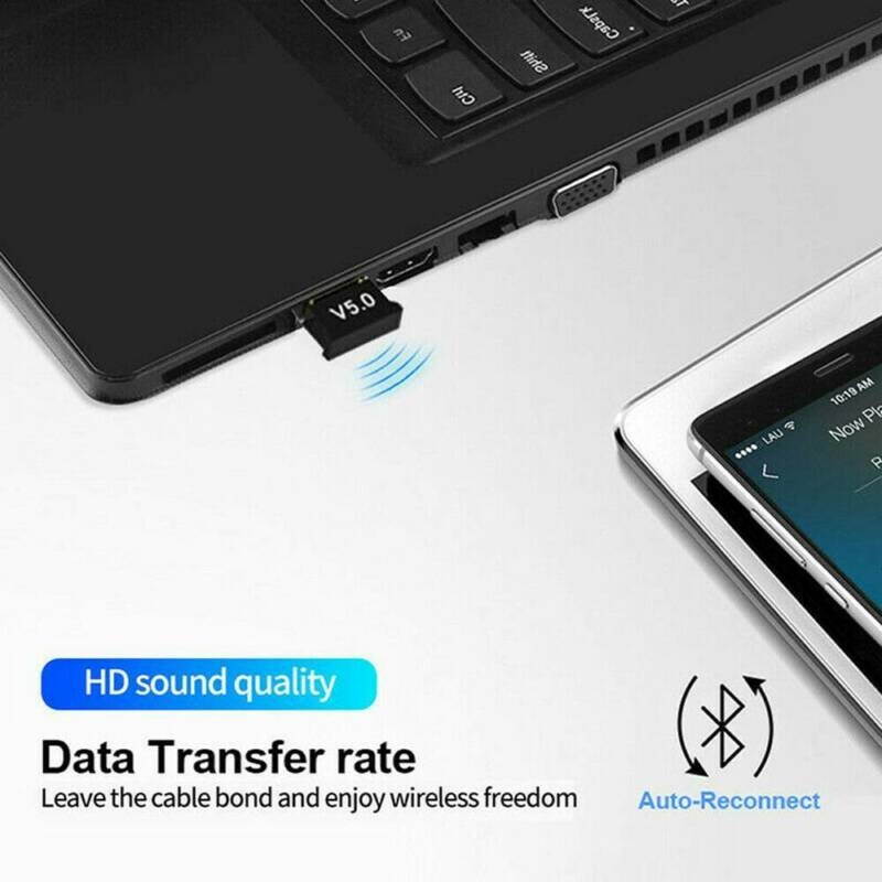 USB Bluetooth 5.0 Adapter for PC Win10/8.1/8/7/XP/Vista, Bluetooth Dongle Receiver/Transmitter for Desktop, Laptop, Computers, Printer