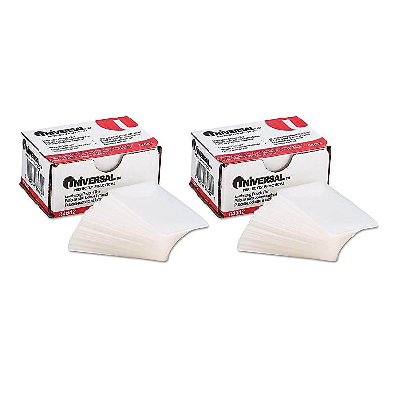 UNV84642 100 per Box Clear Laminating Pouches 2 14Inch x 3 34Inch 2 pack