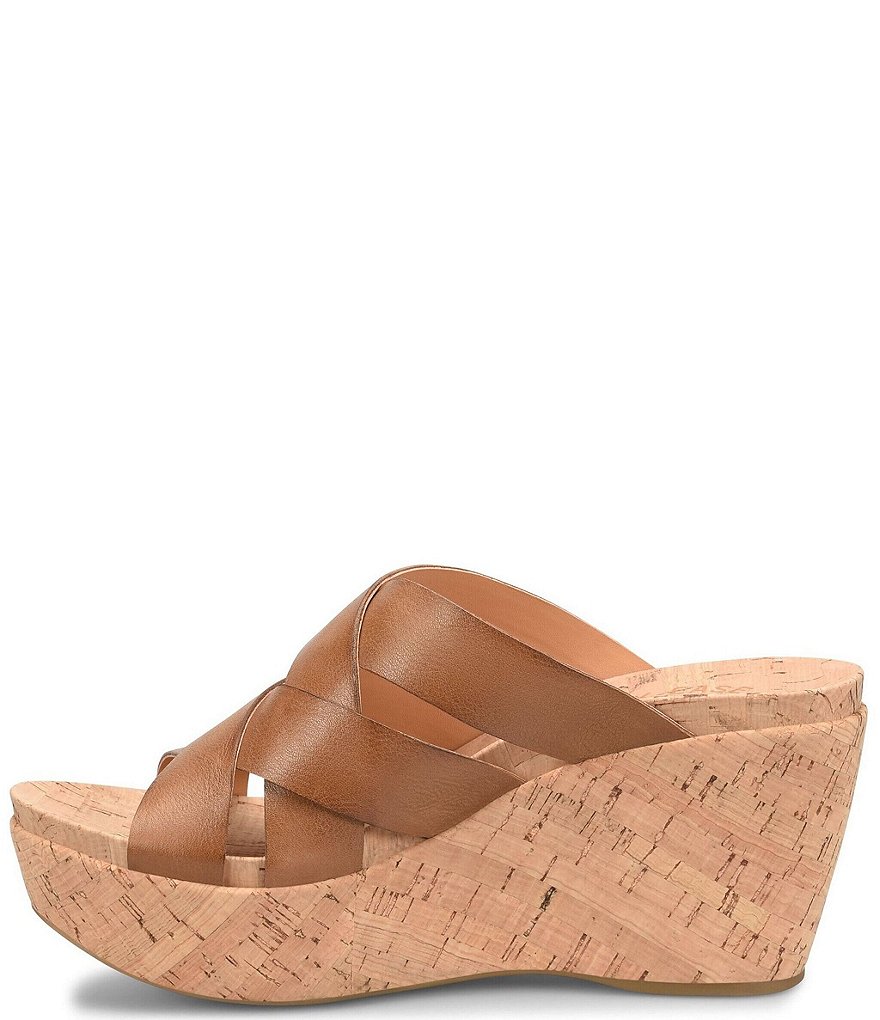 Kork-Ease Aria Woven Leather Cork Wedge Slide Sandals