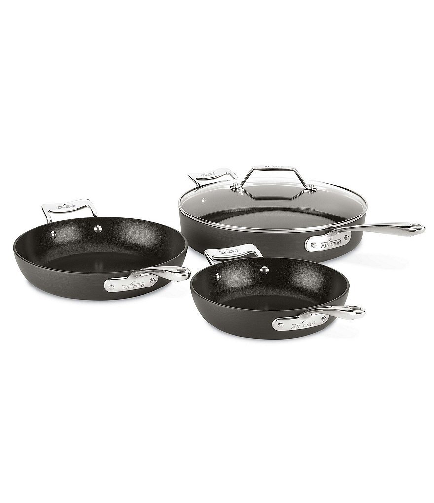 All-Clad Essentials Nonstick Cookware Set, 4 Piece Fry & Saute Set