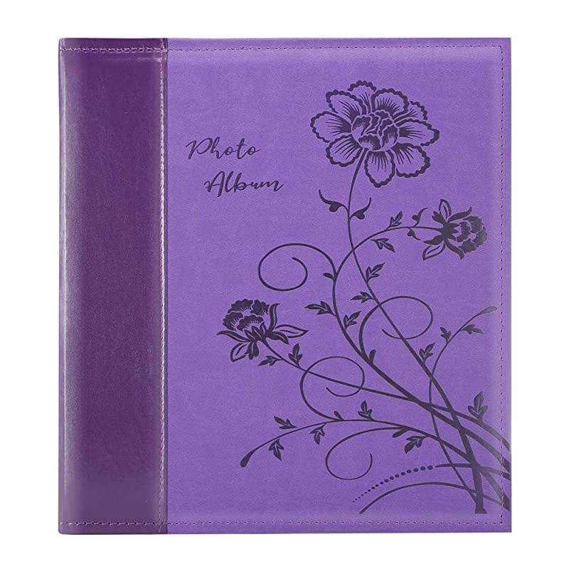 Photo Picutre Album 4x6 500 Photos Extra Large Capacity Leather Cover Wedding Family Photo Albums Holds 500 Horizontal and Vertical 4x6 Photos with White PagesPurple