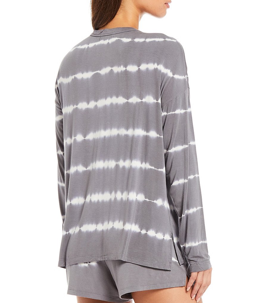 PJ Salvage Happy Days Tie-Dye Stripe Print Jersey Knit Coordinating Sleep Top