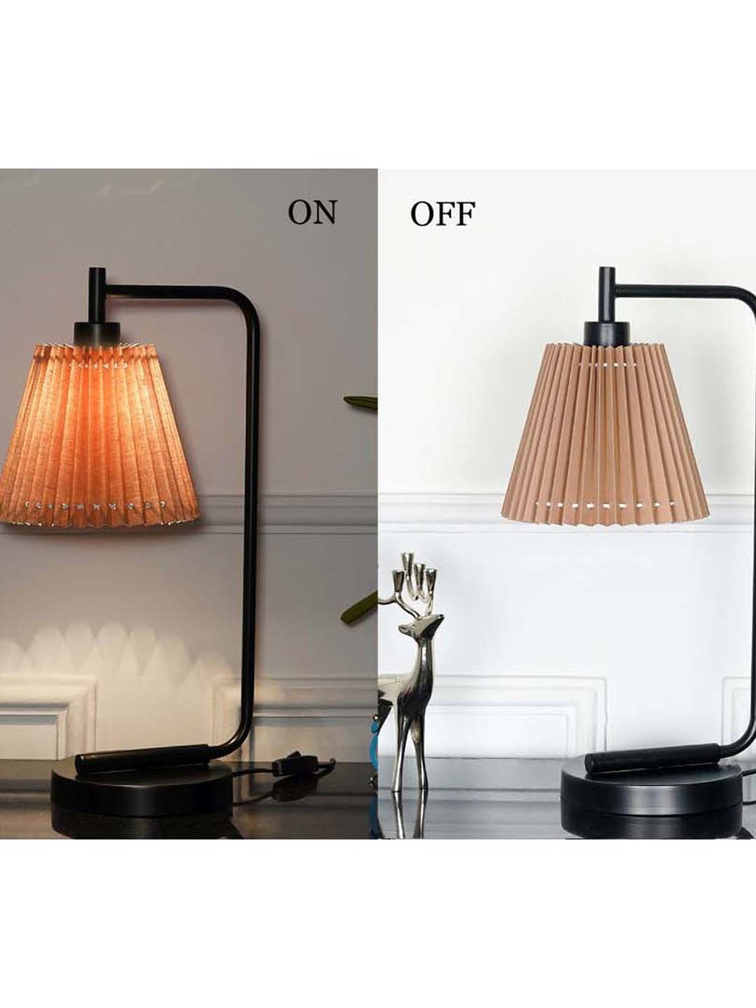 Kapoor Lamp Shades Black Metal Bond Study Table Lamp With Pleated Shade