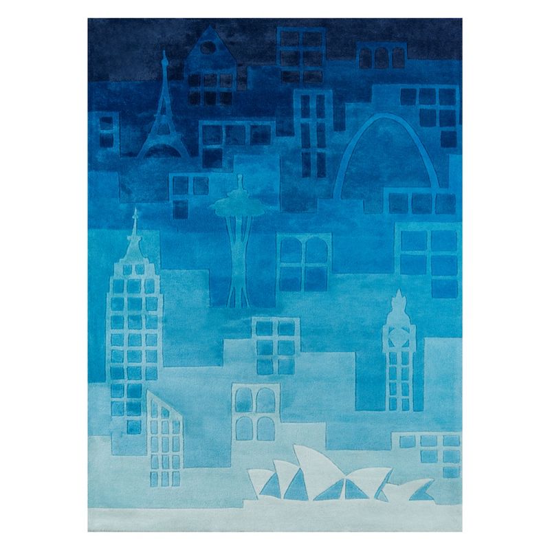 3'x5' Building Tufted Accent Rug Blue - Momeni