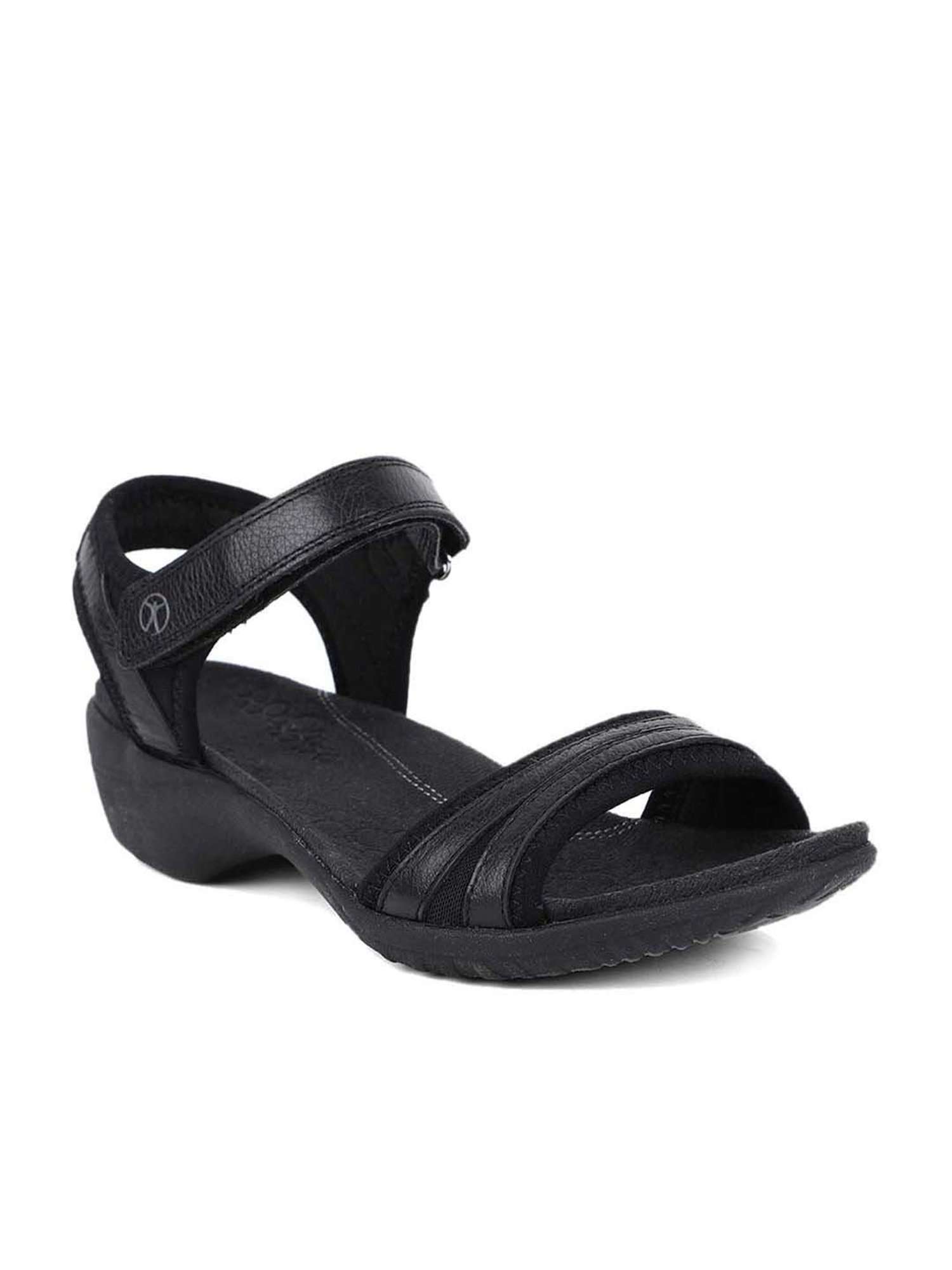 Hush Puppies by Bata Women's Black Ankle Strap Wedges