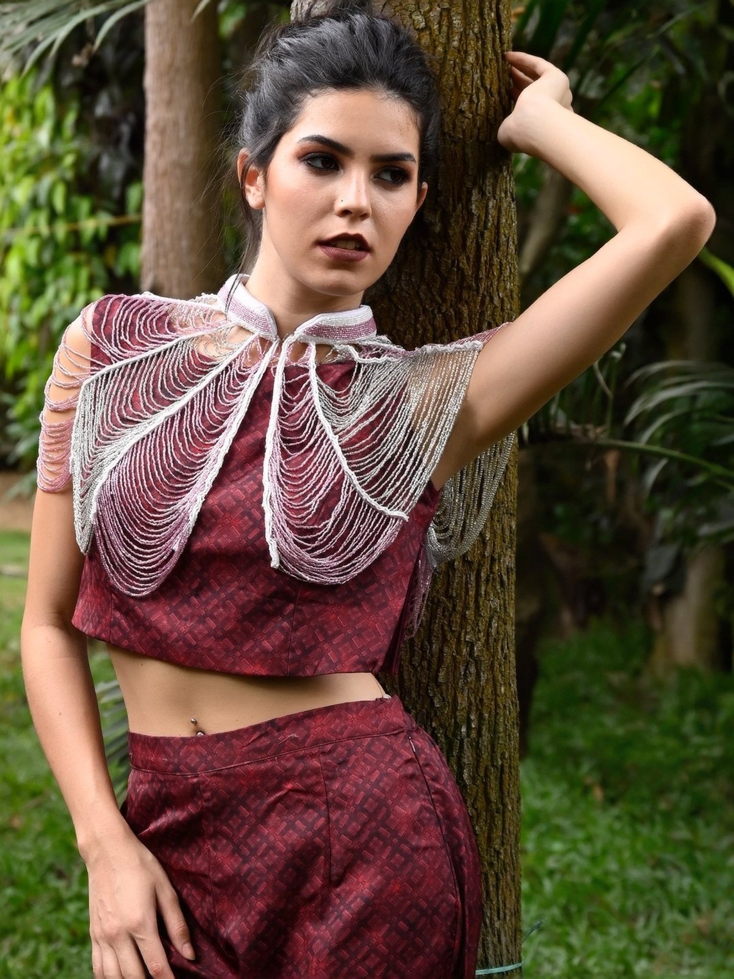 Odette Pink Embellished Fancy Short Cape