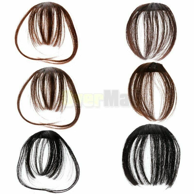Thin Neat Air Bangs Remy Human Hair Extensions Clip in on Fringe Front Hairpiece