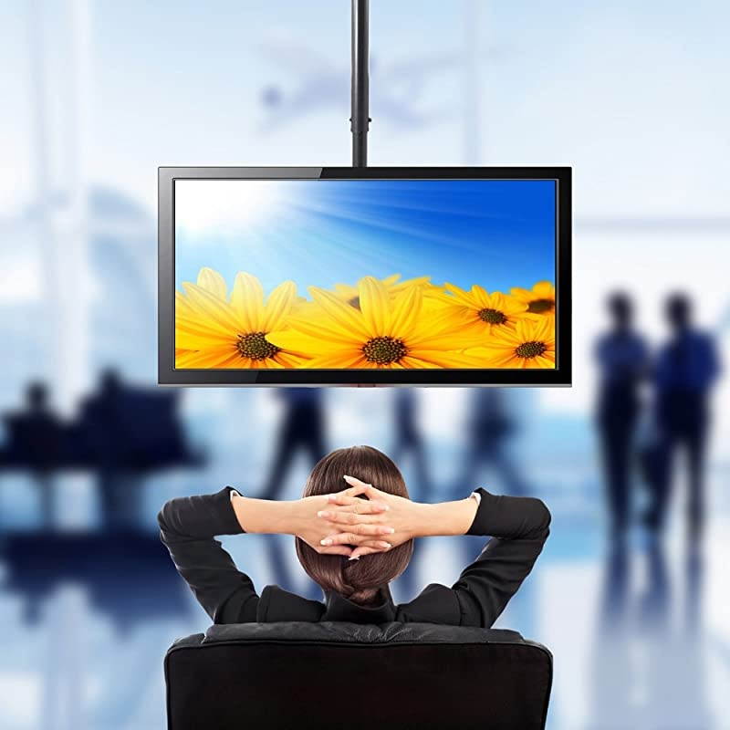 Adjustable Height TV Ceiling Mount Tilting Vertical VESA Universal Monitor Mounting Bracket w Telescoping Arm Mounts 37 to 70 Inch HDTV LED LCD Flat Screen Television Up to 50 KG  PCTVM18