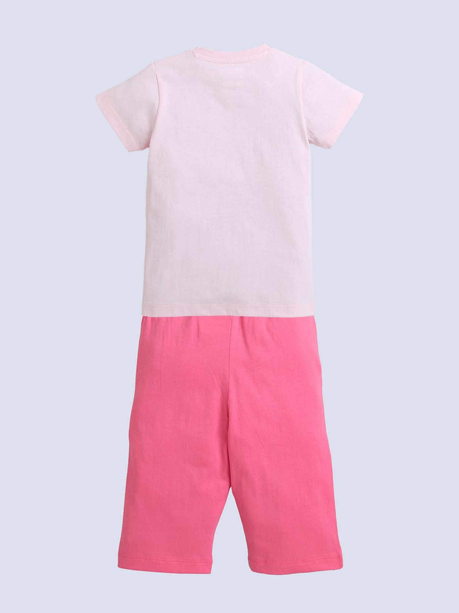 Bumzee Kids Pink Solid T-Shirt with Capri