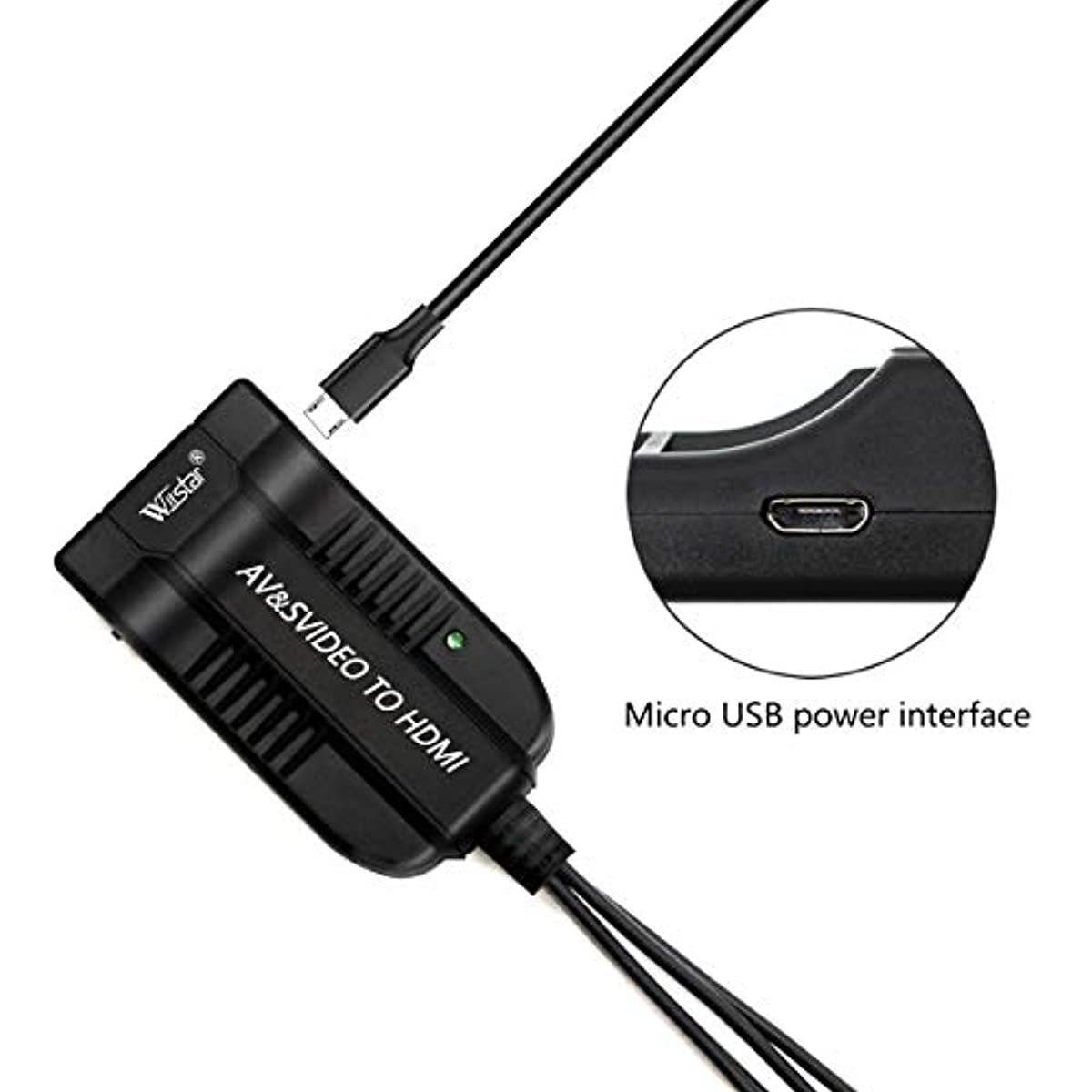 Wiistar AV CVBS to HDMI Converter Male Composite Female RCA S-Video to HDMI Adapter Support 720P 1080P for TV VHS VCR DVD