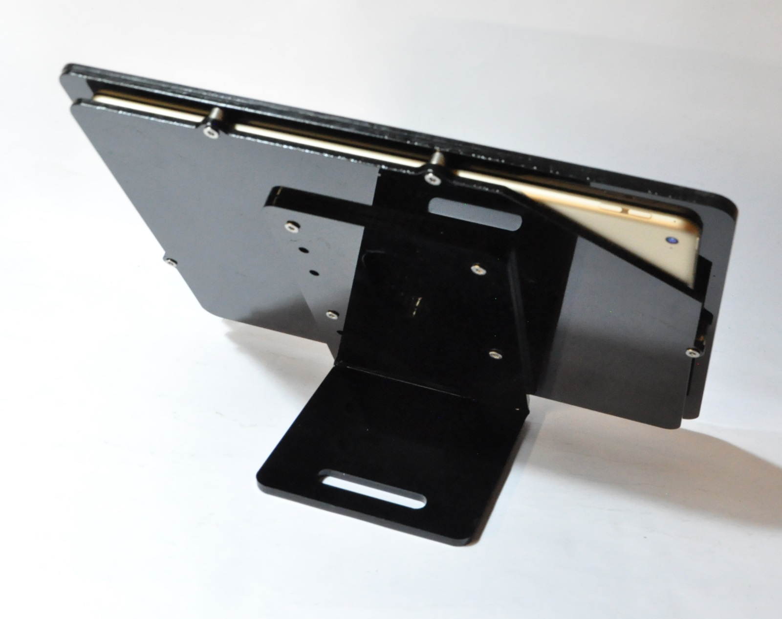 iPad Pro 12.9 Security Desktop Stand made of Acrylic for POS, Kiosk, Store, Show Display (Black)