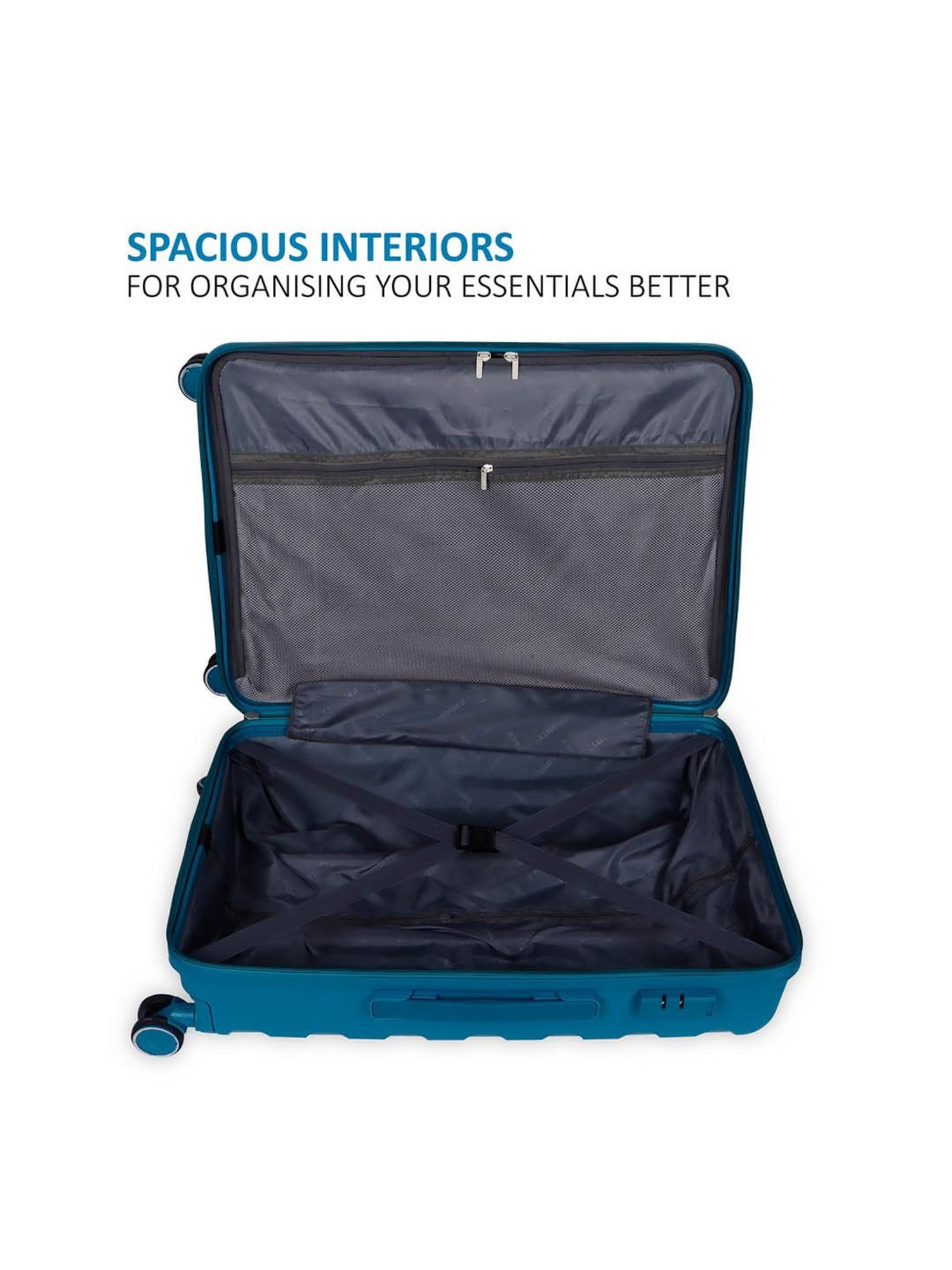 Priority Teal Blue 4 Wheels Large Hard Cabin Trolley Bag 50.8 cm