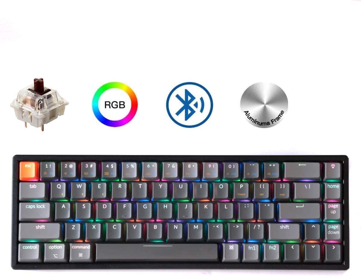 Keychron K4 Wireless Bluetooth/USB Wired Gaming Mechanical Keyboard, Compact 100 Keys RGB LED Backlit Gateron Red Switch N-Key Rollover, Aluminum Frame for Mac Windows