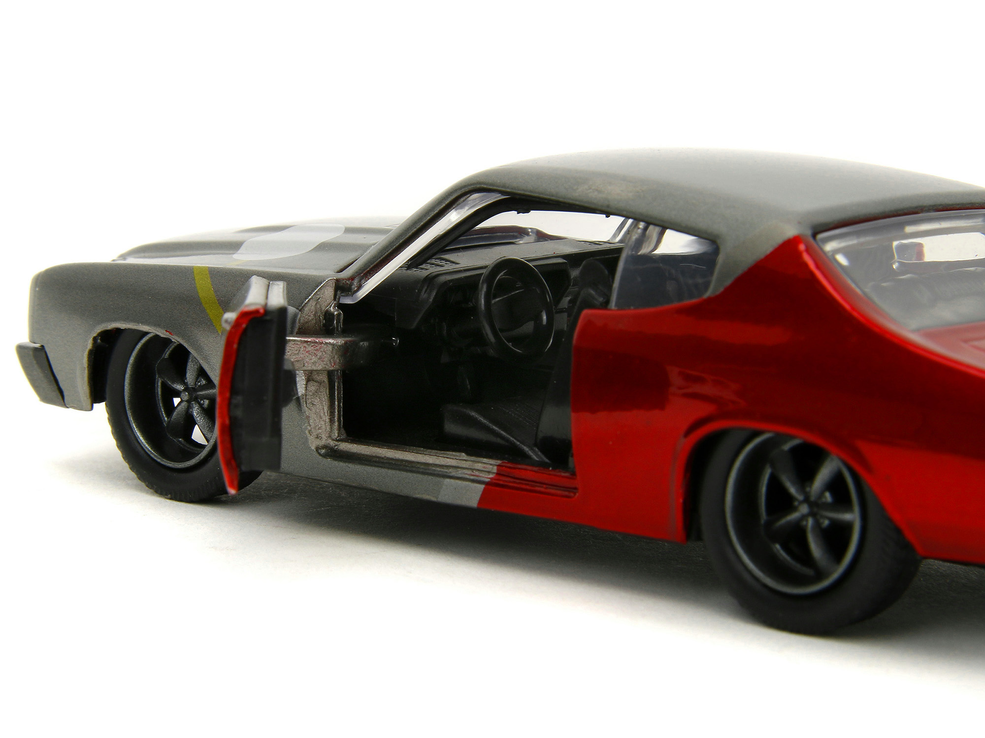 1970 Chevrolet Chevelle SS Gray Metallic and Red Metallic with Black Hood and Thor Diecast Figure "The Avengers" "Hollywood Rides" Series 1/32 Diecast Model Car by Jada