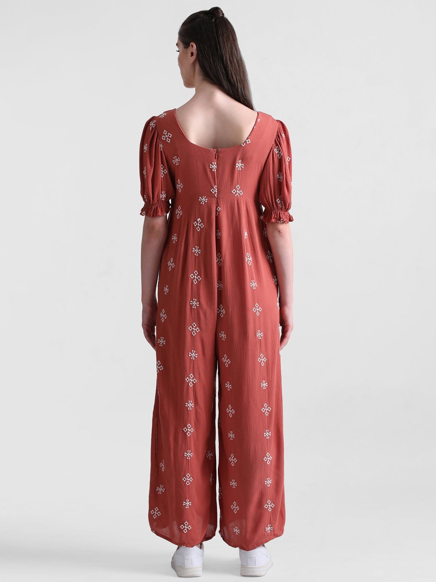 Only Brown Embroidered Jumpsuit