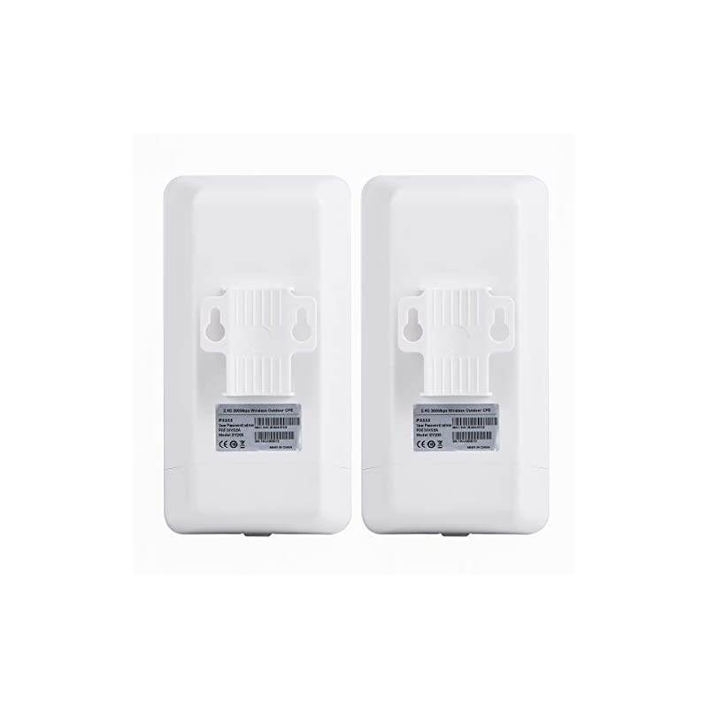 2Pack Long Range WiFi Extender Outdoor Wireless Bridge 24GHz 300Mbps Preconfigured Nano Station Indoor Outdoor Point to Point Wireless Bridge Client BridgeCPE Support 24V POE PrePairing