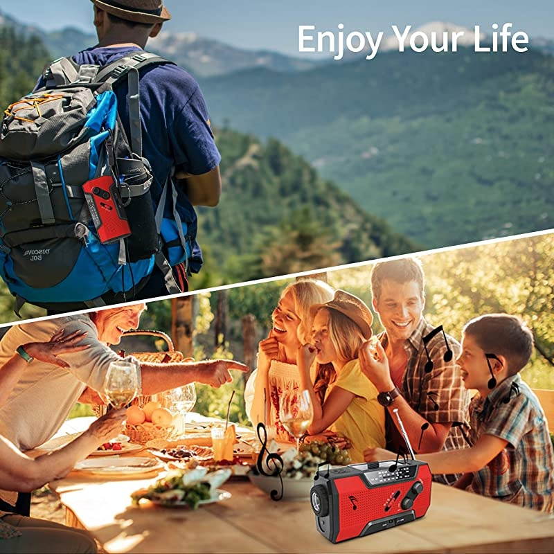 Solar Crank Radio AMFMNOAA Weather Radio with Flashlight2000mAh Power BankSOS Alarm Reading LampPhone Charger for Tornadoes Hurricanesand Storms