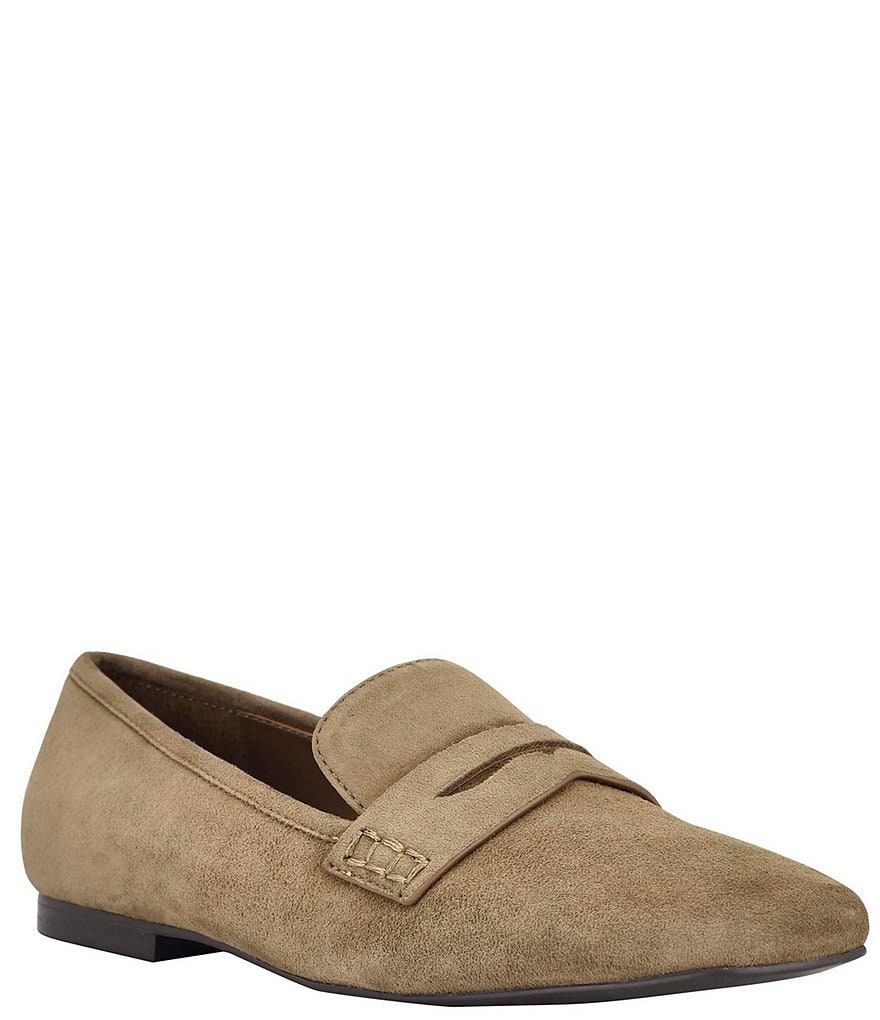 Calvin Klein Fancy Suede Square Toe Penny Loafers