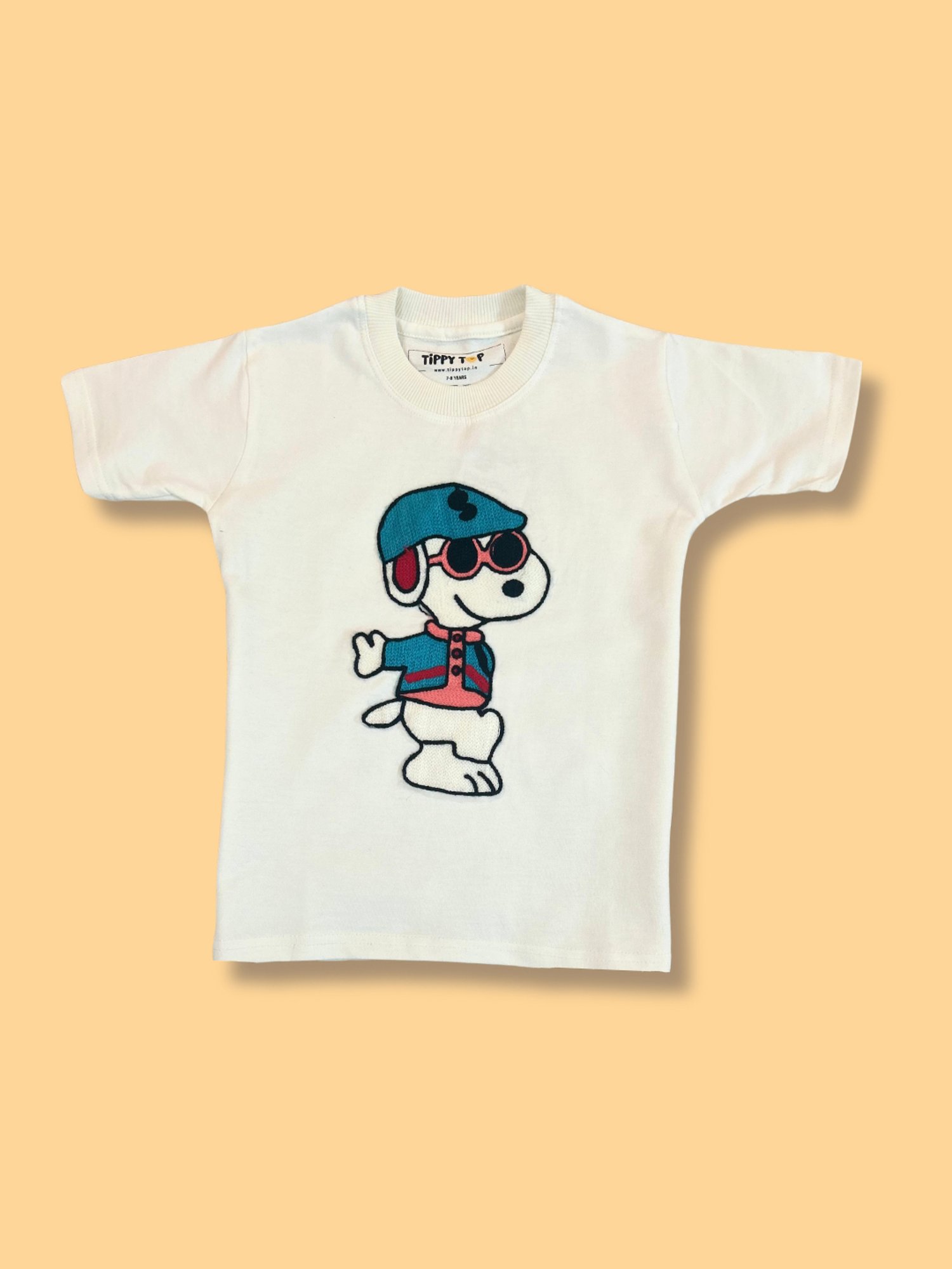 Tippy Top Kids White Self Design T-Shirt