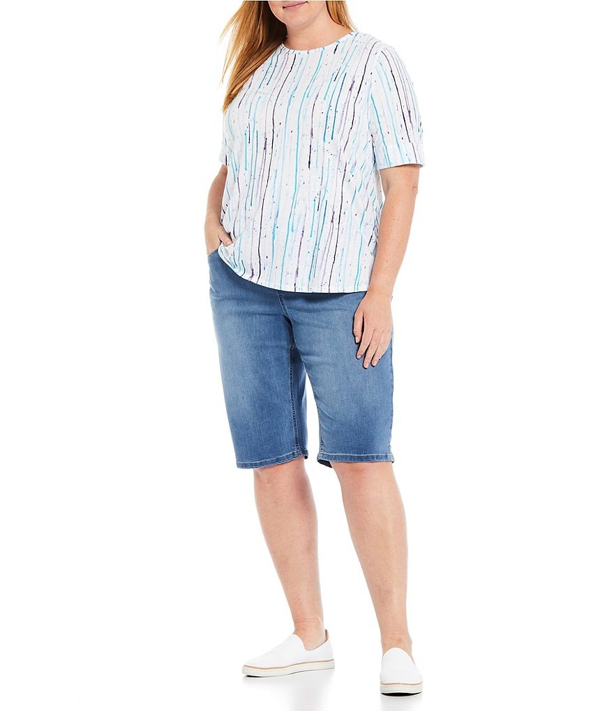 Westbound Plus Size Drip Design Short Sleeve Crew Neck Cotton Blend Tee