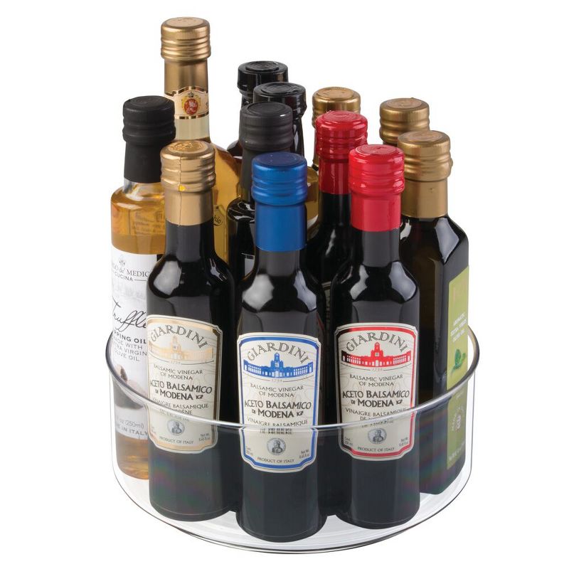 mDesign Plastic Round Lazy Susan Rotating Storage Turntable, 2 Pack - Clear