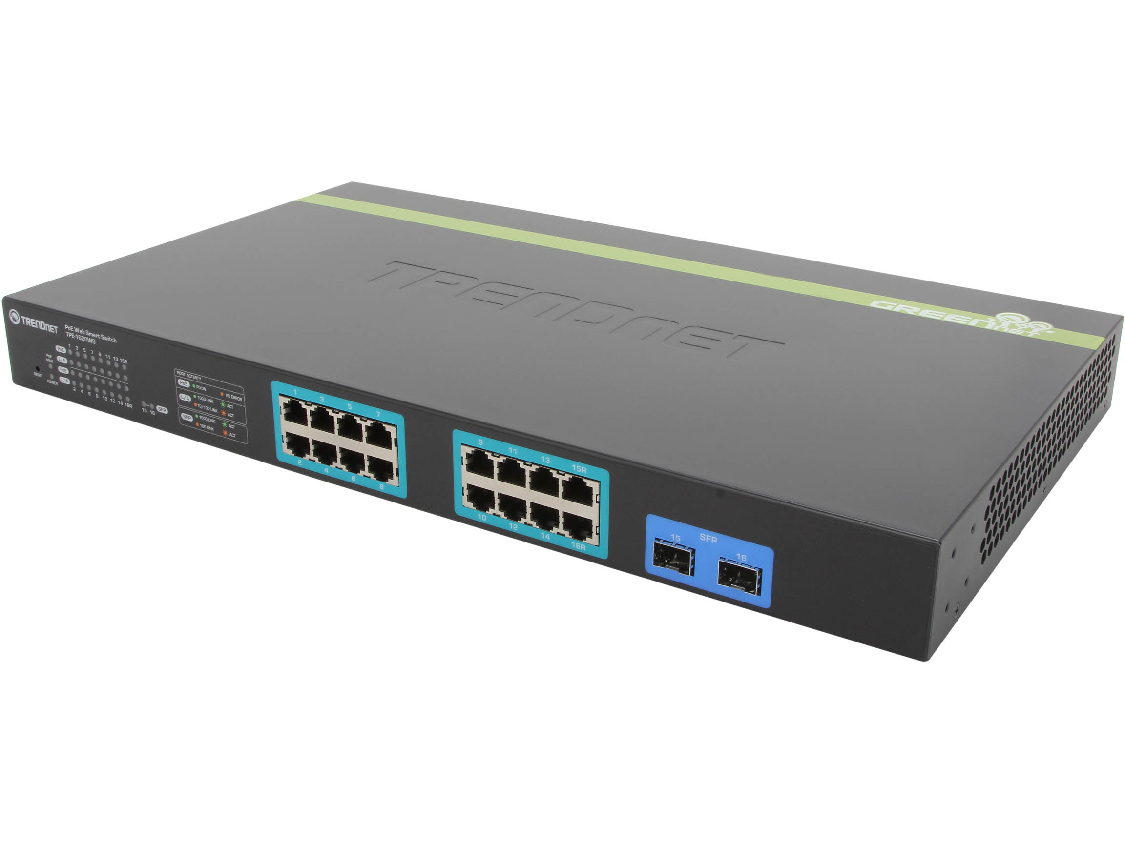 TRENDnet TPE-1620WS Smart 16-Port Gigabit Web Smart PoE+ Switch. Limited Life Time Warranty