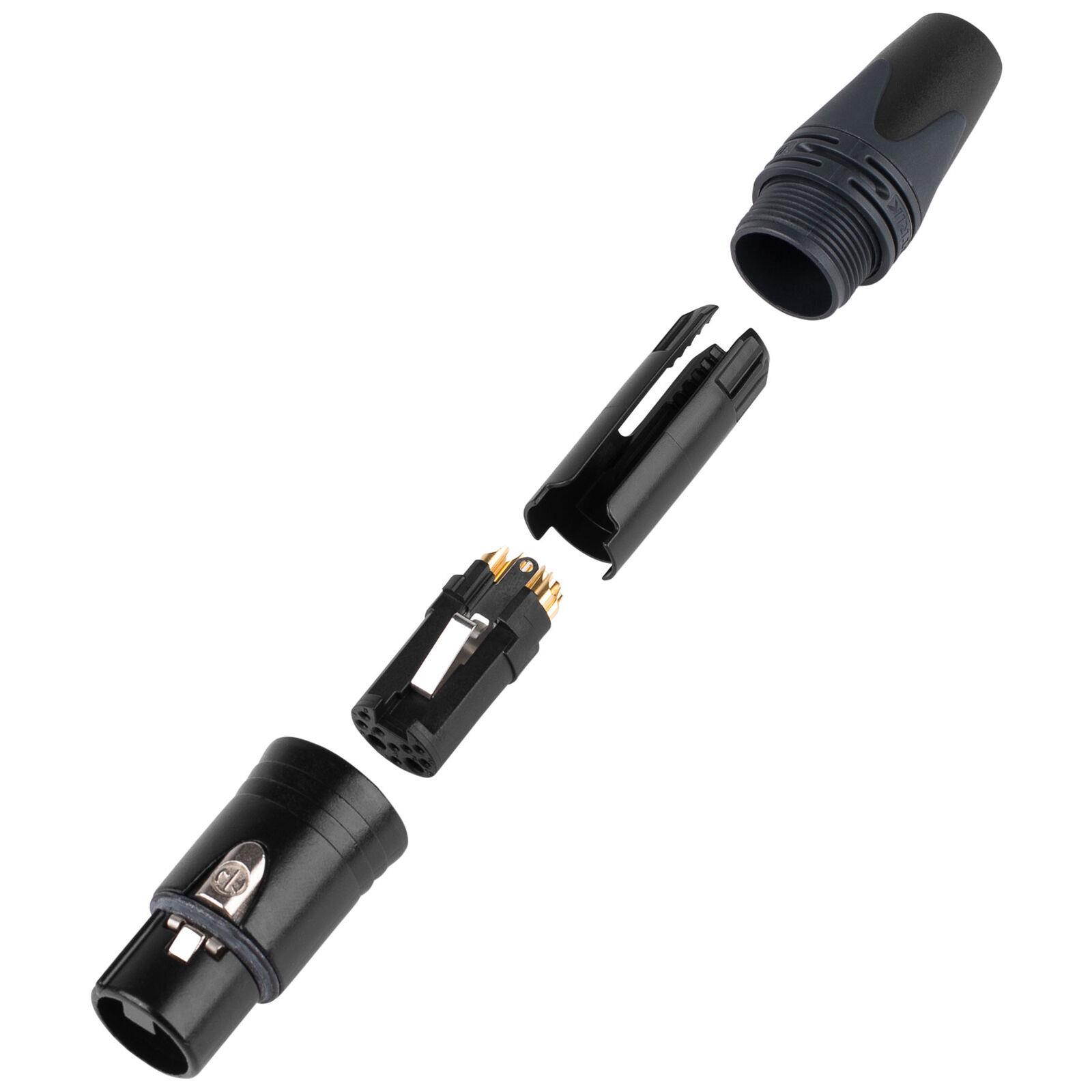Neutrik NC10FXX-14-B Female 10-Pin XLR Cable Connector Black/Gold