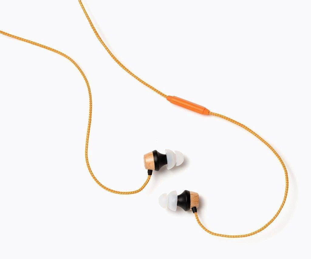 Symphonized ALN Premium Genuine Wood In-ear Noise-isolating Headphones|Earbuds|Earphones with Mic (Orange Stripe)