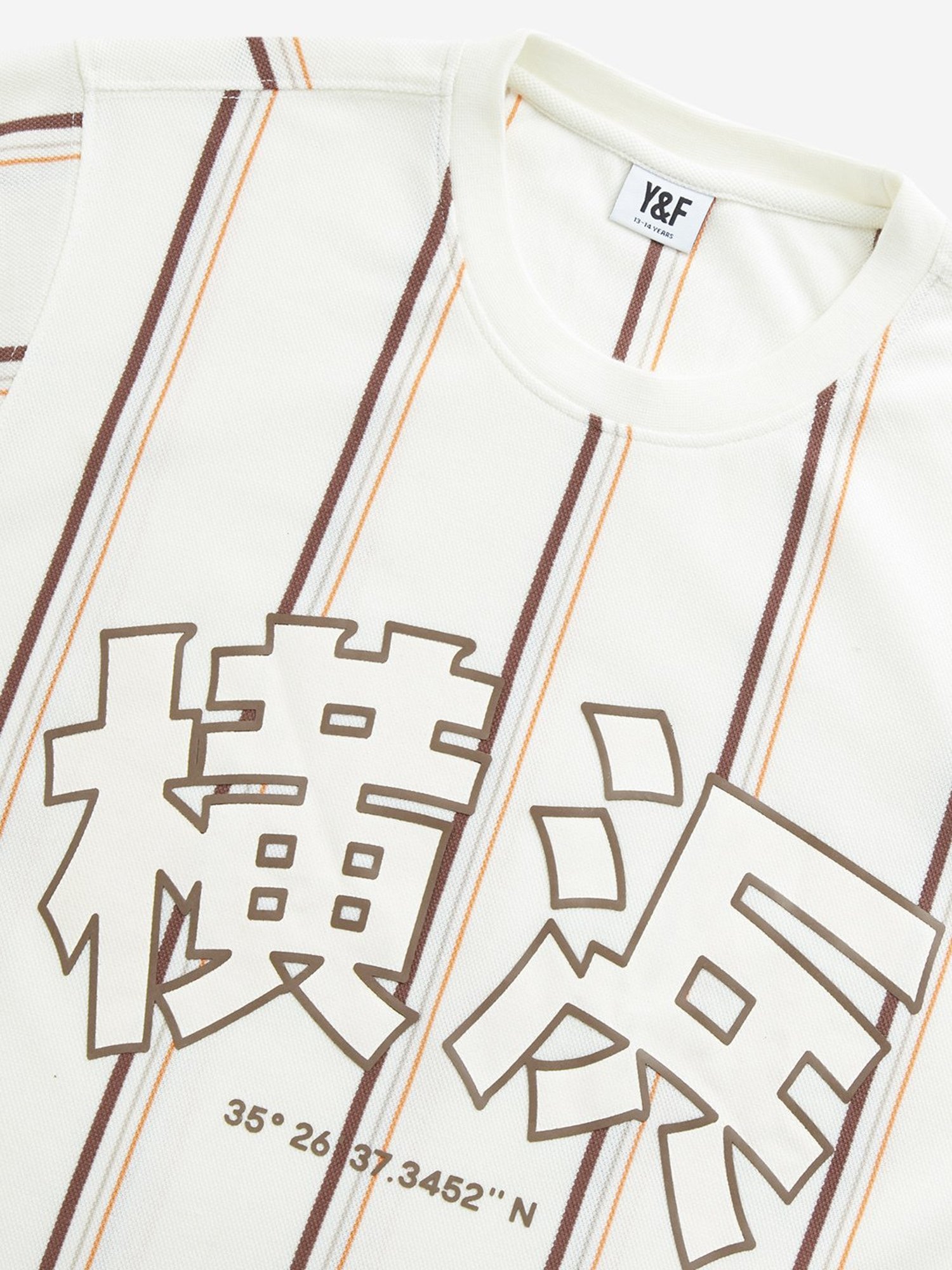 Y&F Kids by Westside Off-White Stripe Printed T-Shirt