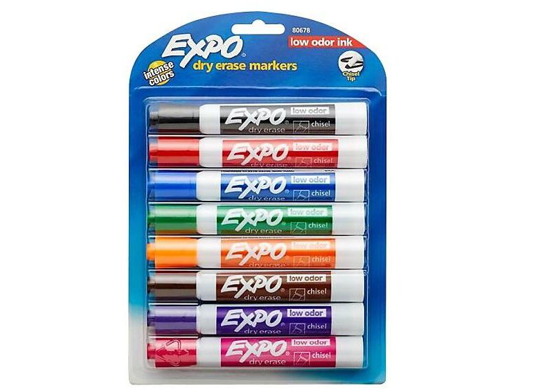 EXPO Low Odor Dry Erase Marker Chisel Tip Assorted 8/Set 80078